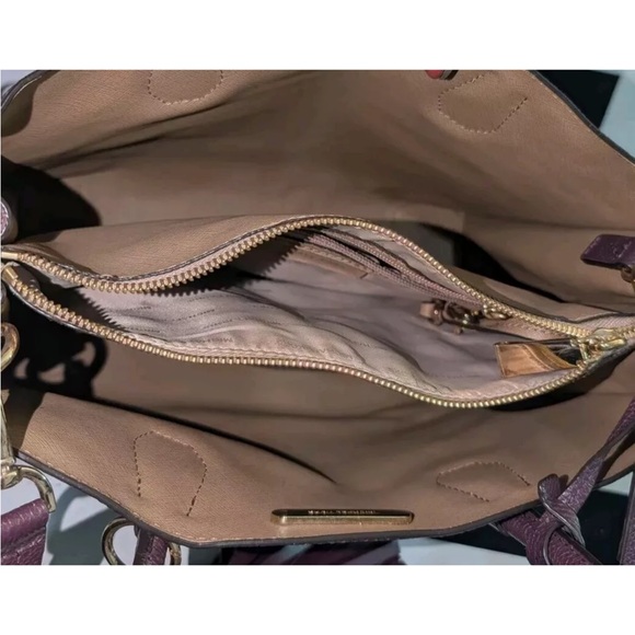 Michael Kors Studio Mercer LEATHER Accordion Tote Purple Satchel PURSE+Wallet - Picture 6 of 13